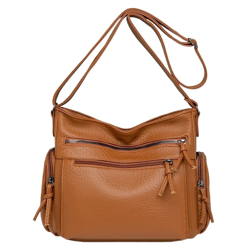 Women's Convertible Crossbody Bag Soft Faux Leather Large Capacity Shoulder Bag Multiple Compartments Everyday