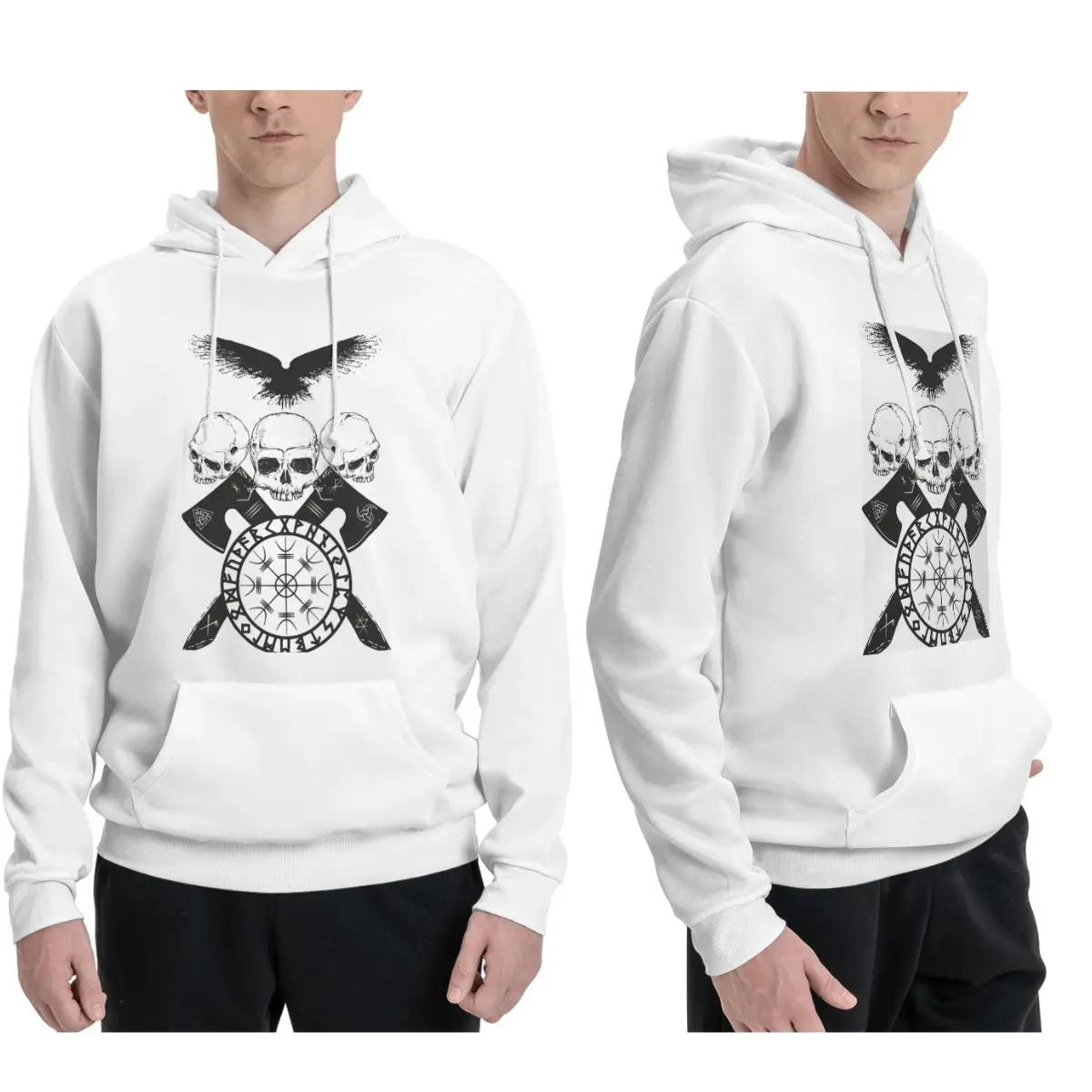 Viking Compass With Skull Hoodies Men's Women Casual Pullover Sweatshirts Harajuku Long Sleeve Hooded Autumn Winter
