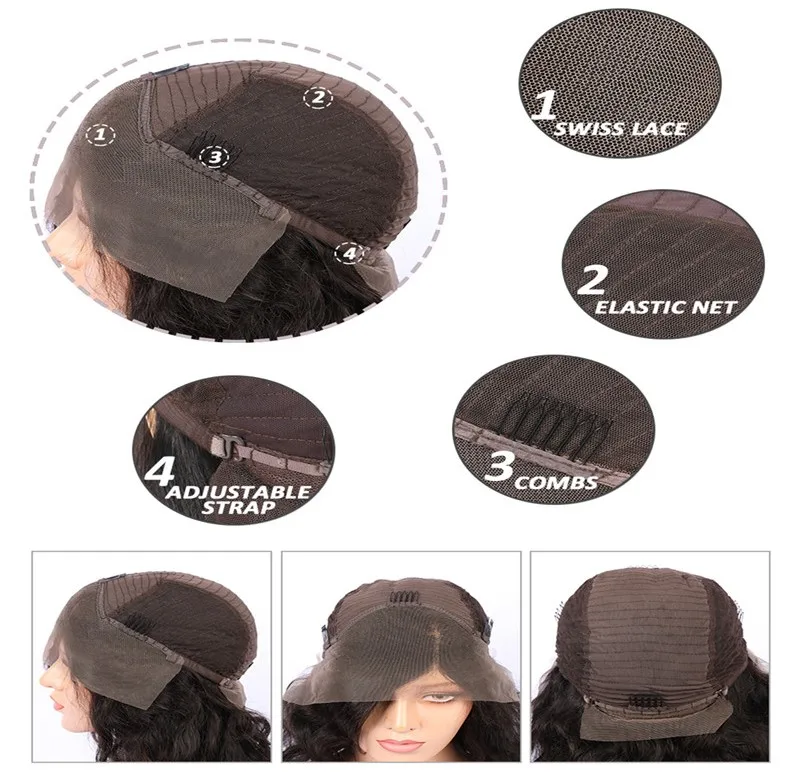 Suave 26 pulgadas 180 densidad largo Natural negro recto profundo 13*4 peluca con malla frontal para mujeres Babyhair sin pegamento prearrancado diario