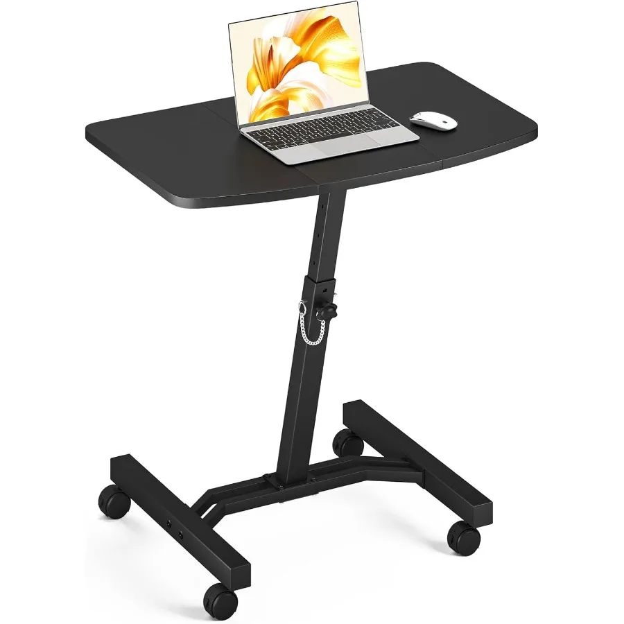 

Klvied Rolling Desk Регулируемая высота Мобильный стол для ноутбука для дивана Тележка для ноутбука для стояния или сидения Портативный стол на колесах