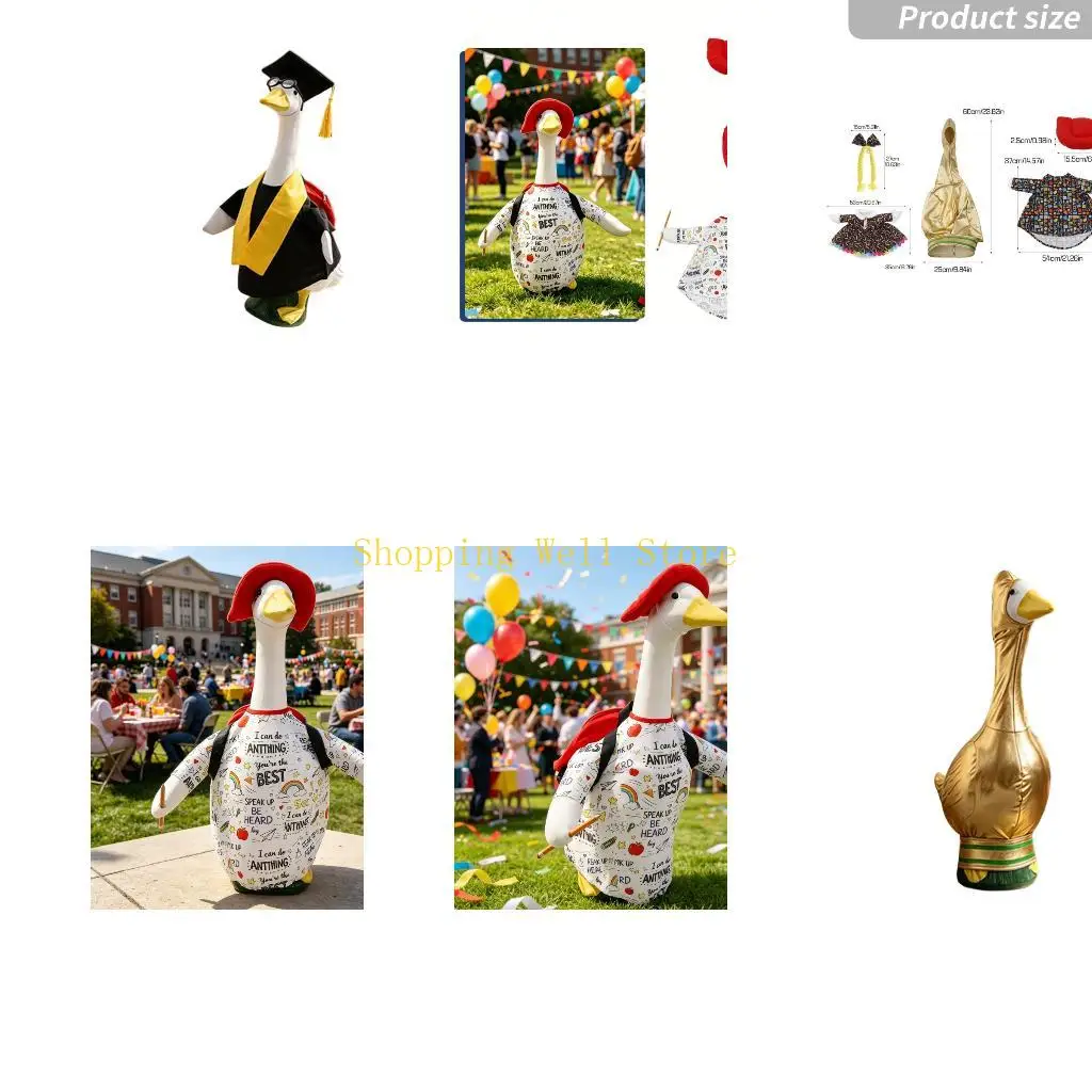KX4B Back To School Themed Outfit For Pet Geese Complete With Cap And Gown for Statue Garden Decoration Accessories