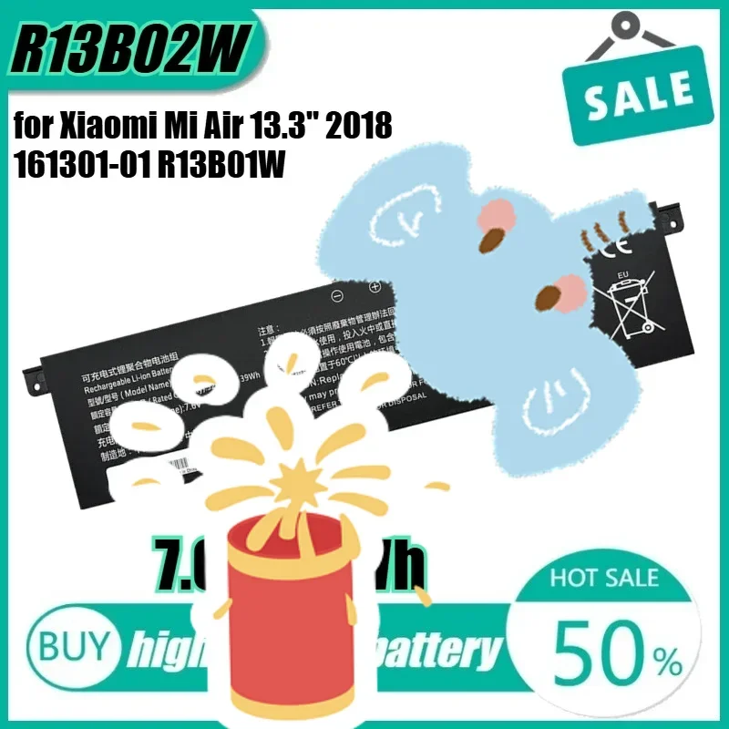 

7.6V 39Wh R13B02W Laptop Battery for Xiaomi Mi Air 13.3" 2018 161301-01 R13B01W