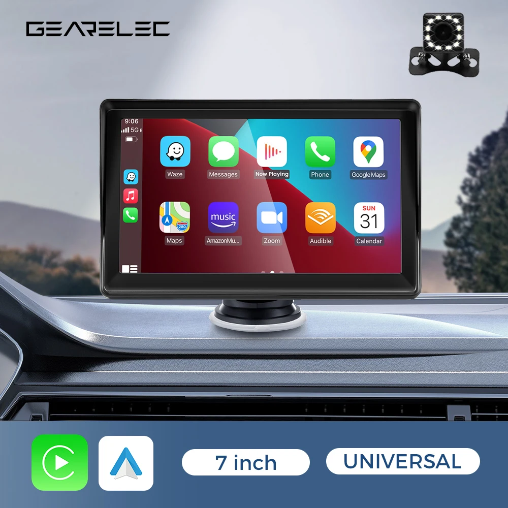 Gearelec 7inch Car Radio Multimedia Video Player Wireless CarPlay Android Auto Touch Screen With USB AUX FM For Rear View Camera