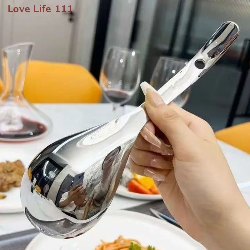 

New Stainless Steel Round Spoon Net Red Golden Dinner Long Handle Stirring Dessert Spoons For Kitchen Accessories Gadgets