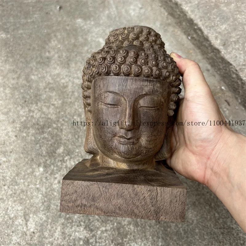 

Natural Agarwood Carving New Chinese Style Compassionate Blessing Buddha Head Buddha Statue Zen Ornaments Foyer Corridor Decor