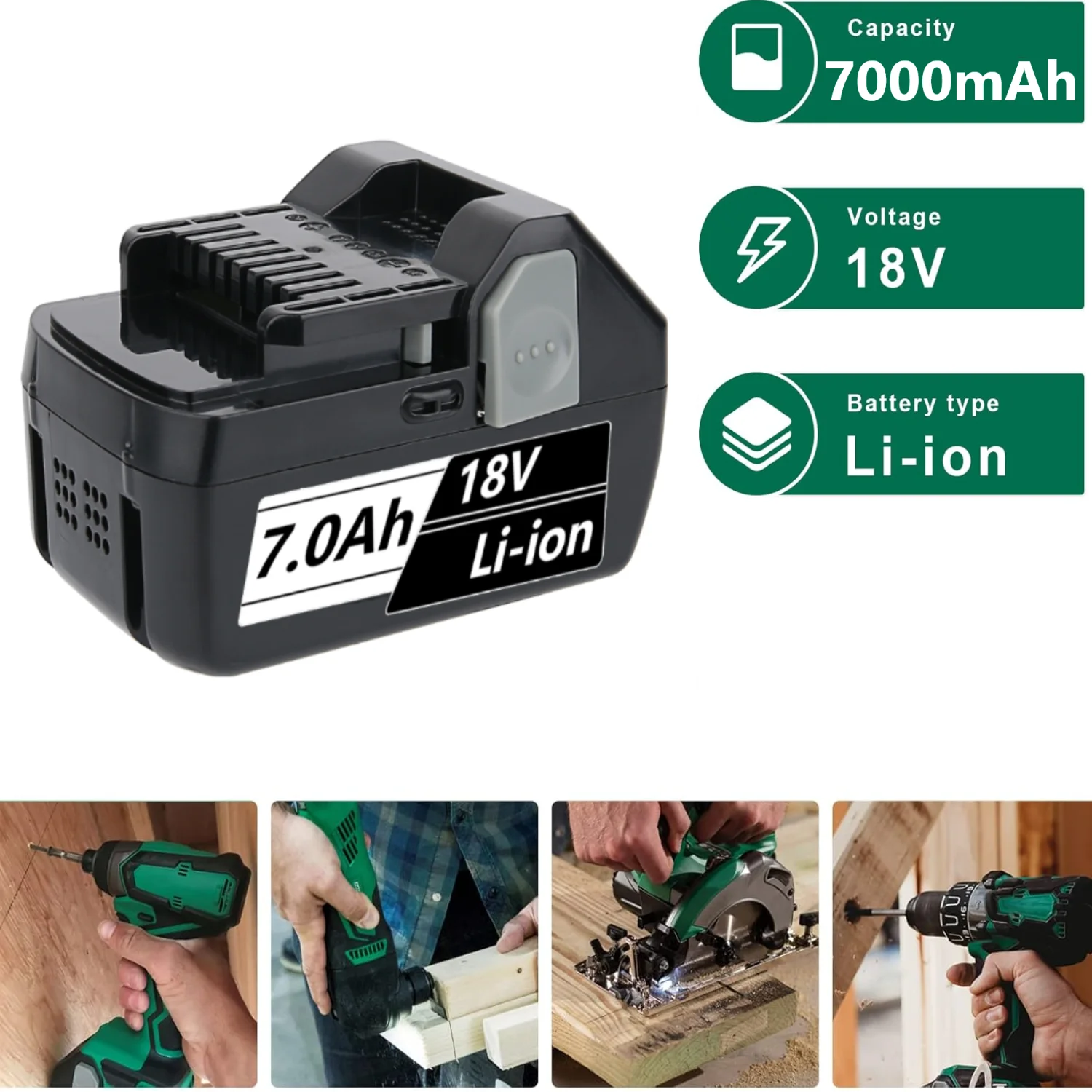 VANON 4× 7.0Ah 18V Battery BSL1830 for Hitachi Cordless Tools BSL36A18 BSL1815 BSL1840 BSL1860 Battery pin