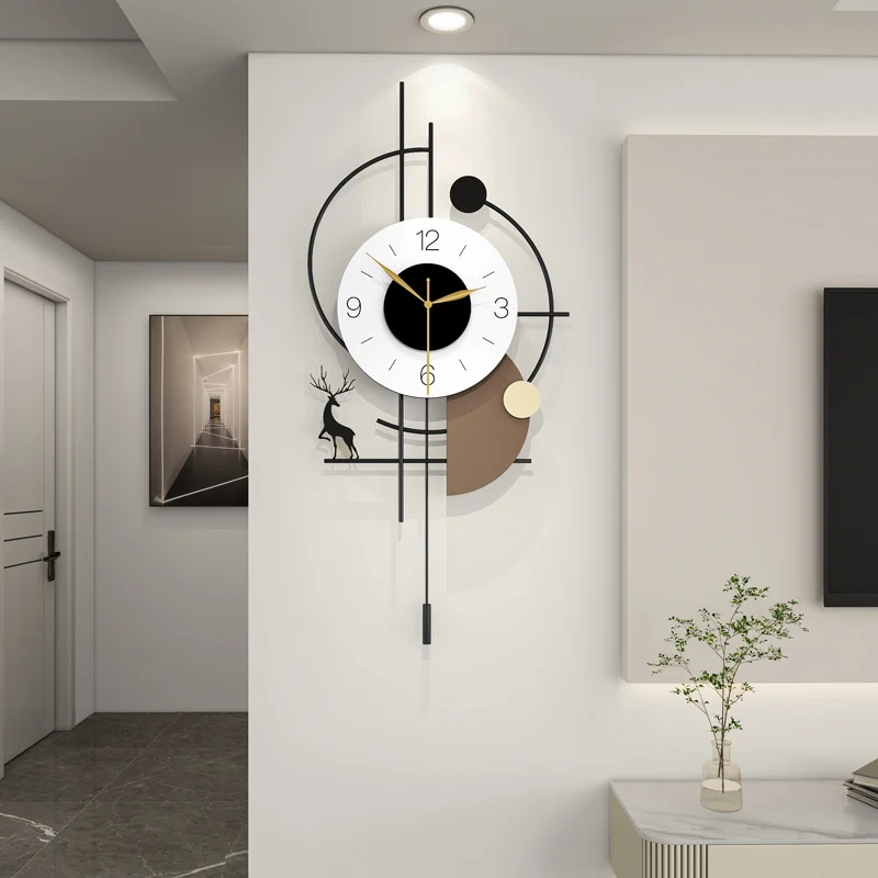 

Wall clock, living room 2025 new creative induction light, clock hanging on the wall, modern simple decoration, silent clock