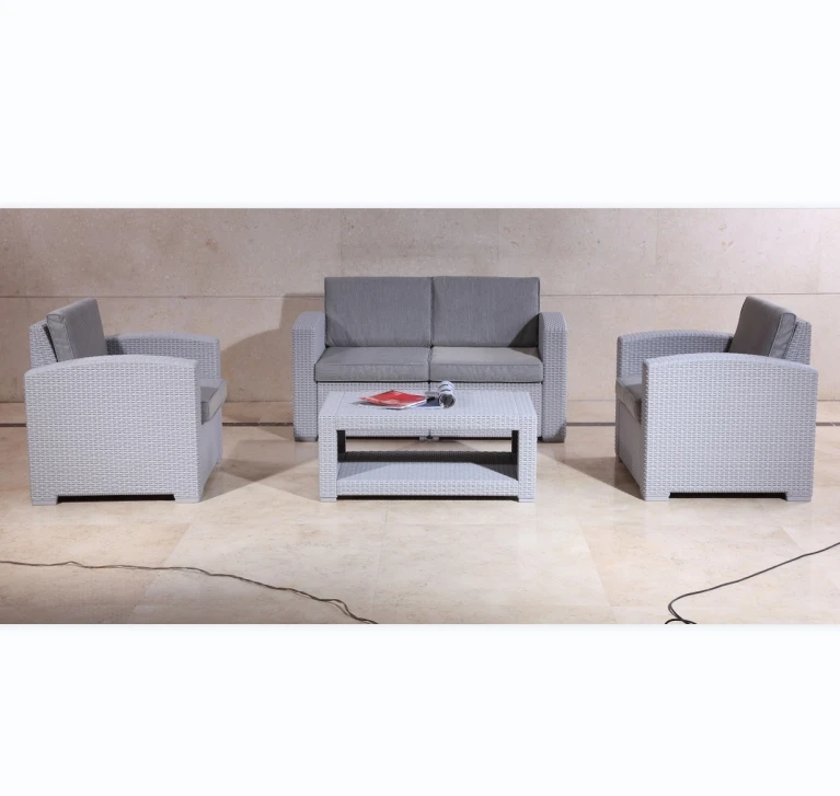 4 قطعة PP الروطان المظهر في الهواء الطلق طقم أريكة غرفة المعيشة فندق فيلا بارك فناء شقة مزرعة-أثاث خارجي متعدد الاستخدامات #3