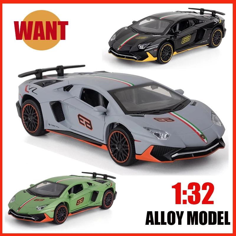 

1:32 Lambor Aventador LP780-4 SVJ Sports Car Alloy Diecast Vehicle Model Simulation Butterfly Doors Kids Exquisite Gifts Boy Toy