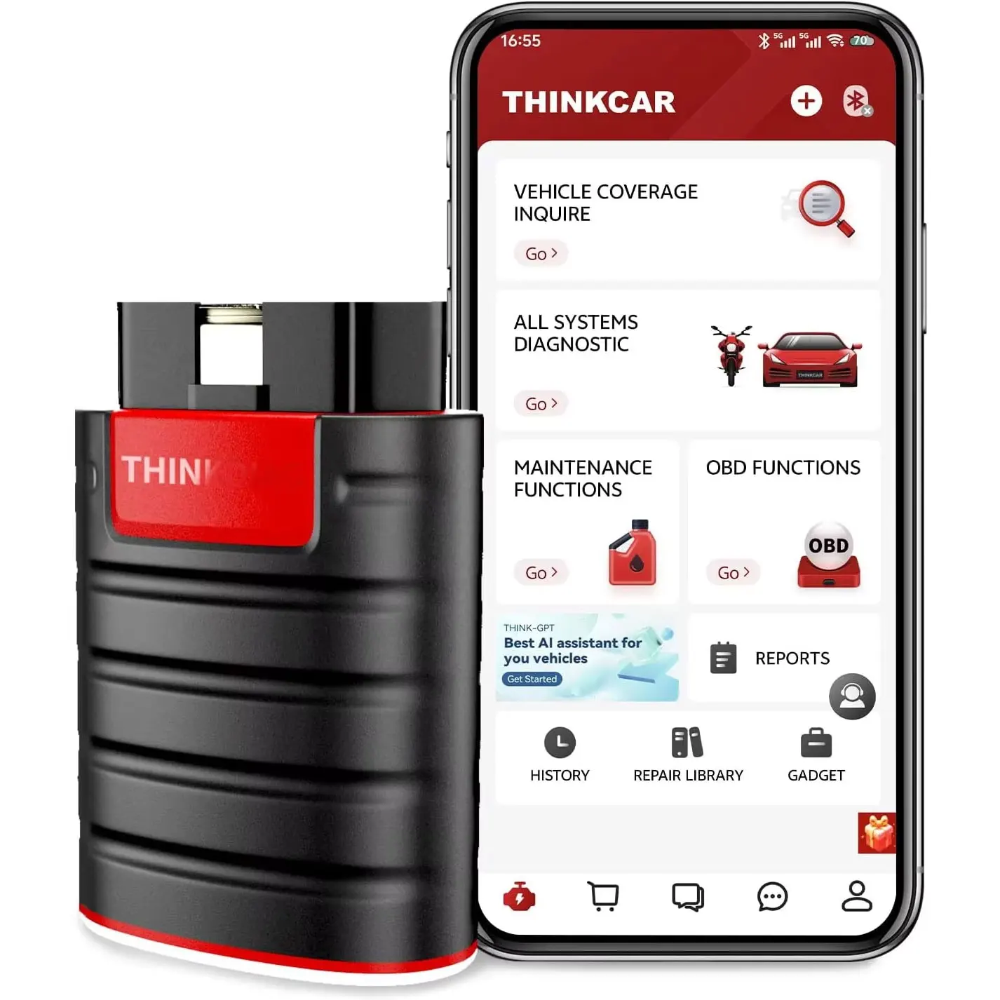 THINKCAR Thinkdiag New/Old Boot Thinkdiag prend en charge tous les véhicules, 16 services de réinitialisation, outil de diagnostic OBD2, PK Golo pro 4.0, dbscar 2