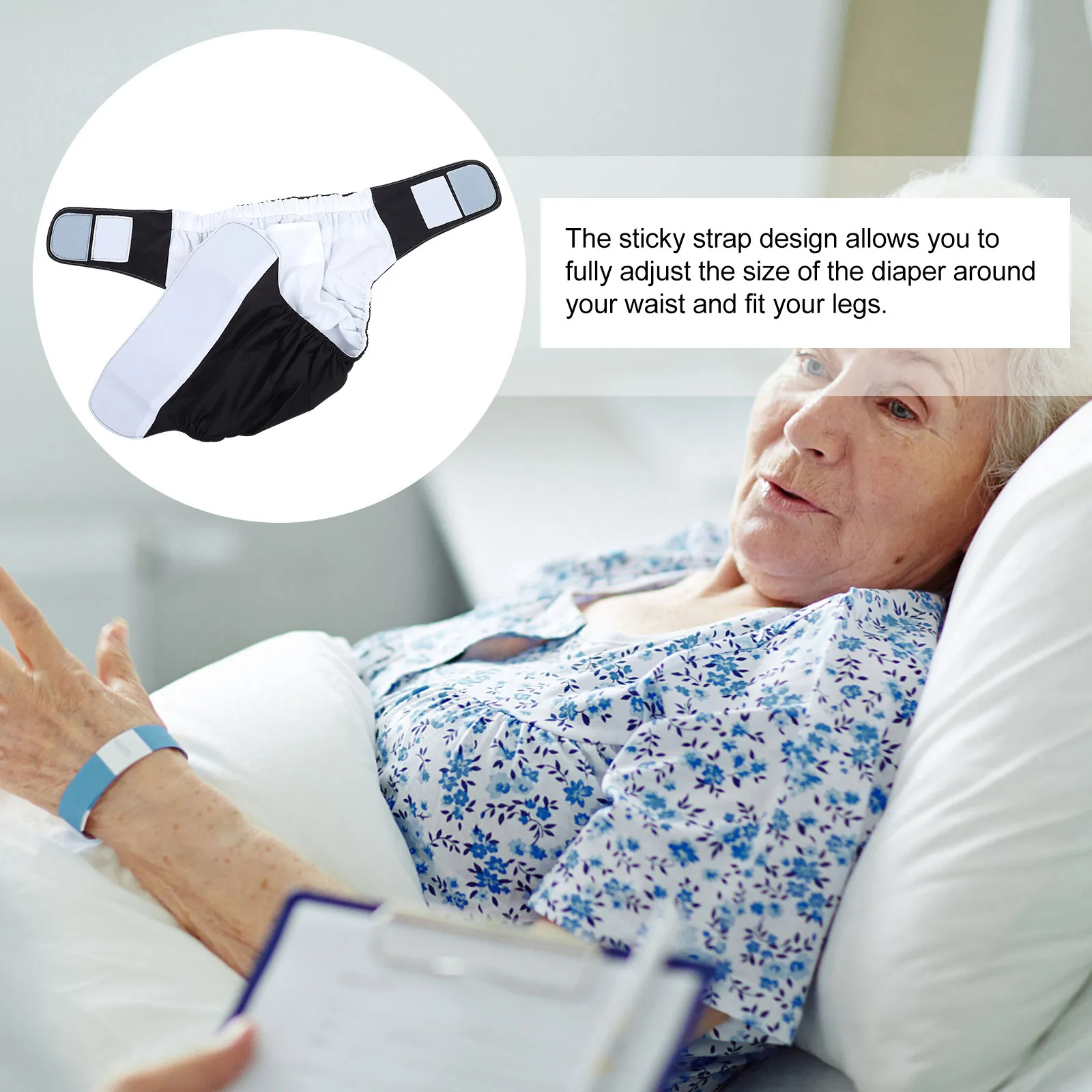 

Reusable Washable Adult Cloth Diaper with Adjustable Sticky Strap Waterproof Anti-Leak Urinary Pant for Elderly Postoperative