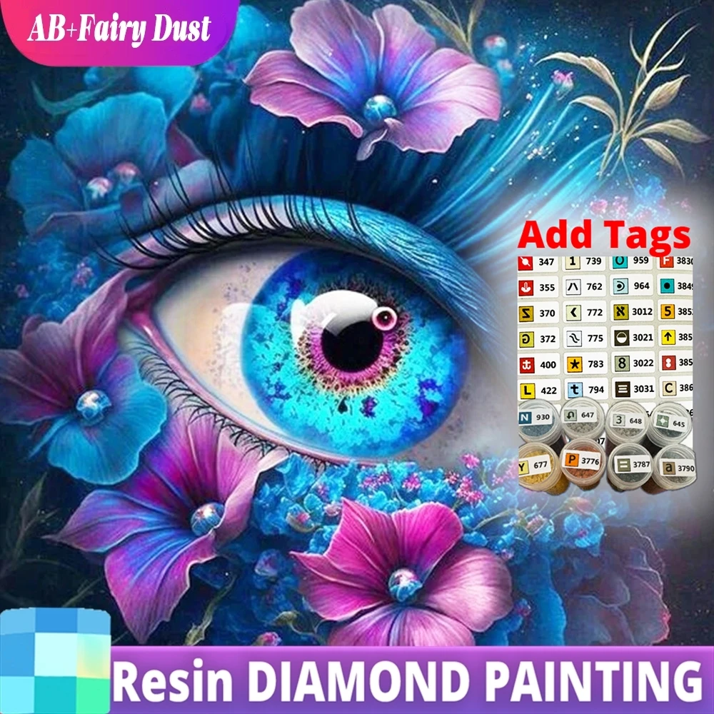 

Смола AB Фея Пыль 5D DIY Алмазная картина Глаз Портрет Картина Стразы Фэнтези Мозаика Ромашка Цветочная вышивка Детское хобби