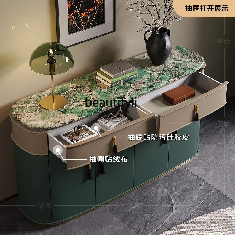 

Light luxury dining side cabinet storage Italian villa marble custom restaurant senior entrance cabinet9344