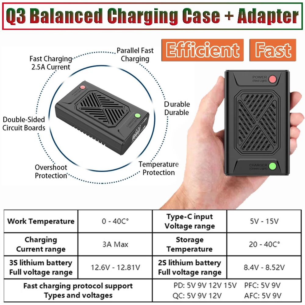 

RC Model Part 30W Efficient and Fast Charging 2.5A High Current 2S 3S Lithium Battery Q3 Charger Flash Charging for MJX Hyper Go
