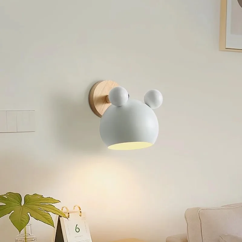 Modern Designer Wall Lamps Originality Mickey Mouse Design LED Wall Light Bedroom Bedside Table Study Restaurant Home Decor Lamp