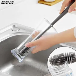 1PCS Silicone Milk Bottle Brush Cup Scrubber Glass Cleaner Long Handle Drink Bottle Vase Clean Brush Kitchen Cleaning Tool 