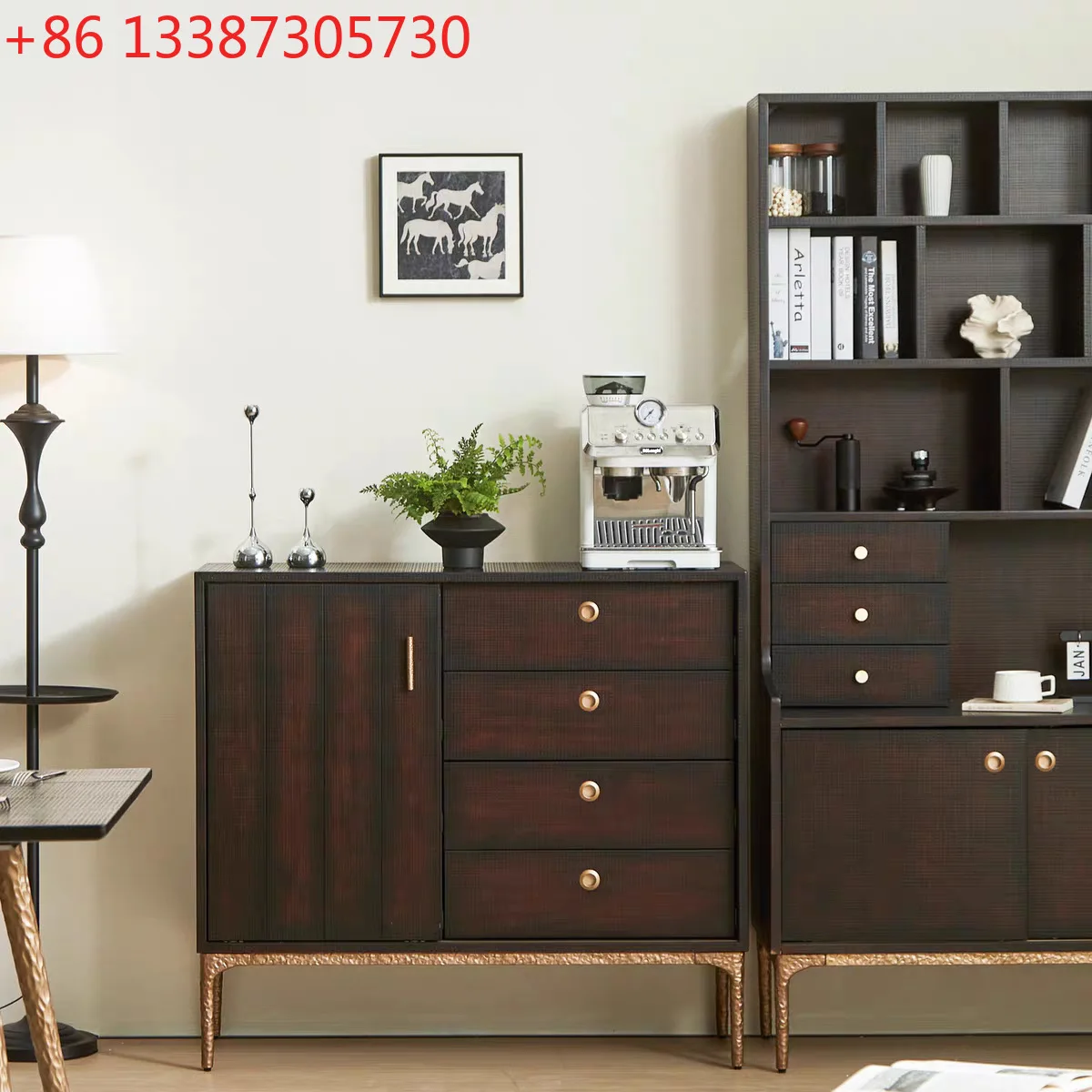 

Винтажный приставной шкаф Bharti Wood в европейском стиле, средний, с эффектом состаривания, антикварный шкафчик