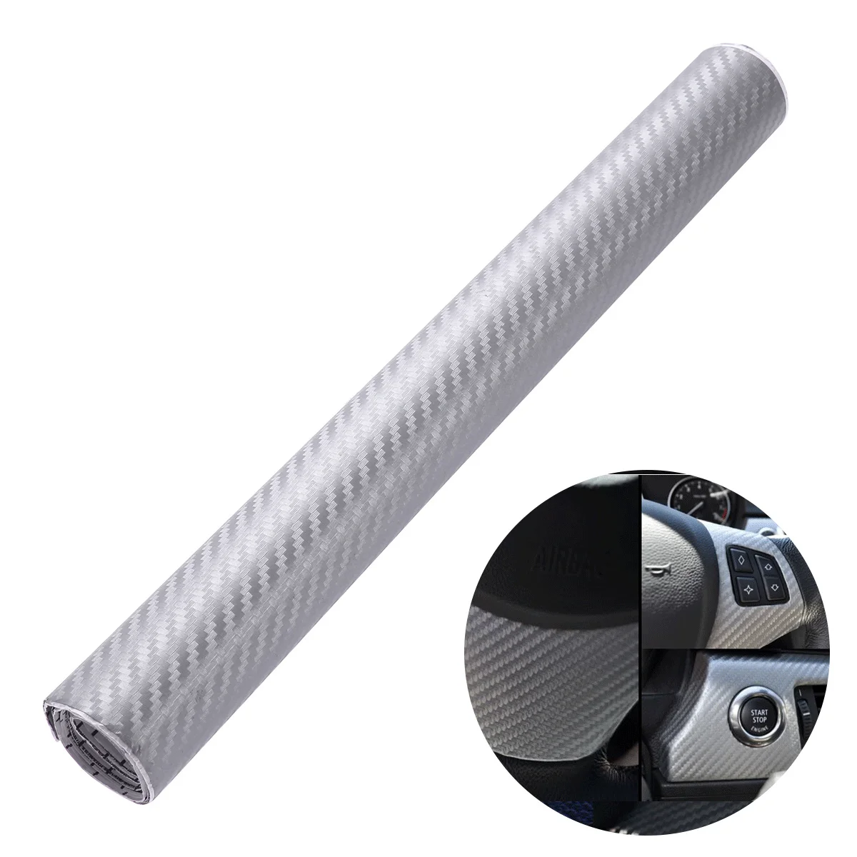 

1 Roll Fiber Wrap Film Self-Adhesive Waterproof Sticker For Car Motorcycle Laptop 10 X 127 Carbon Fiber Film Cm Silver