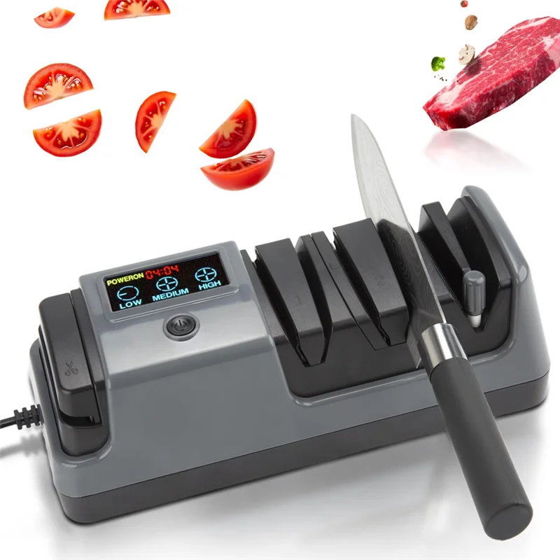 

ABKP-Professional 3-Speed Variable Electric Knife Sharpener, 5 In 1 Multifunctional Knife Sharpener With Screen For Straight For