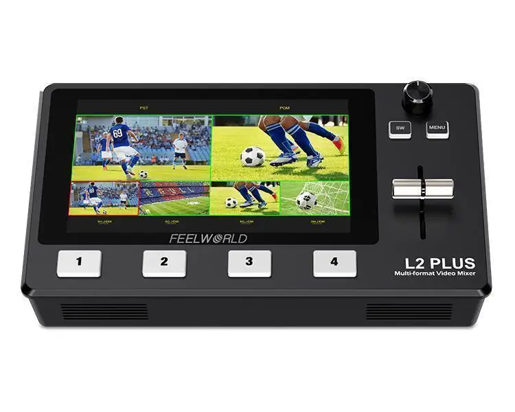 Видеомикшер FEELWORLD L2 PLUS для нескольких камер с 5,5-дюймовым сенсорным экраном, функцией Chroma Key и USB 3.0 для прямых трансляций и свадебных мероприятий