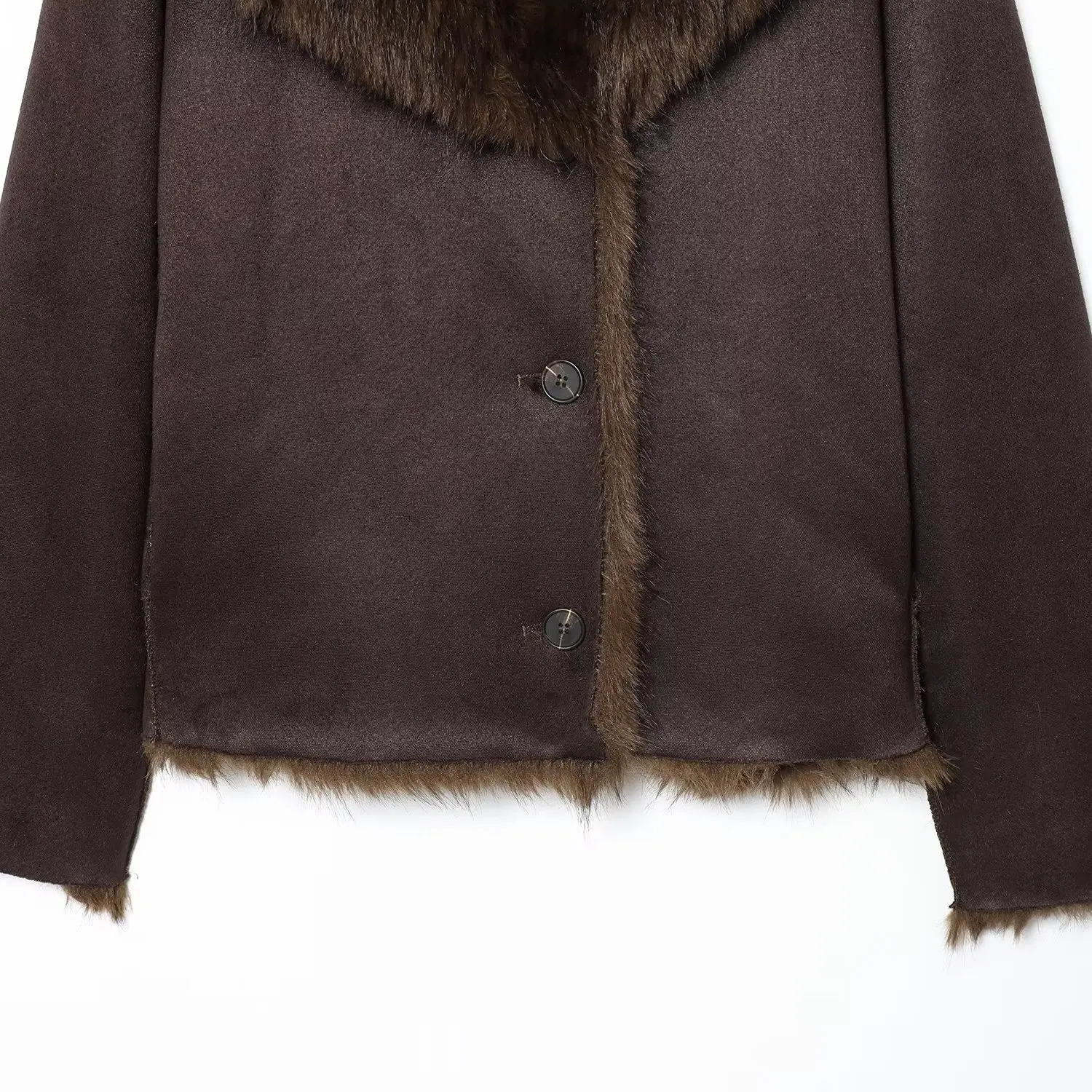 معطف أنيق ذو وجهين بتأثير الفرو الصناعي من JNLEAOG، معطف قصير نسائي جديد للخريف متعدد الاستخدامات مصنوع من ألياف البوليستر