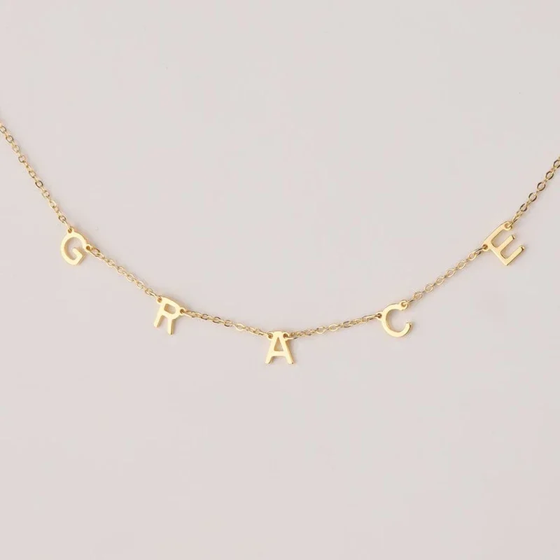 Heart Letter Pendant Necklace Stainless Steel 18k Gold Plated Jewelry Custom Name Necklace for Women Personalized Christmas Gift