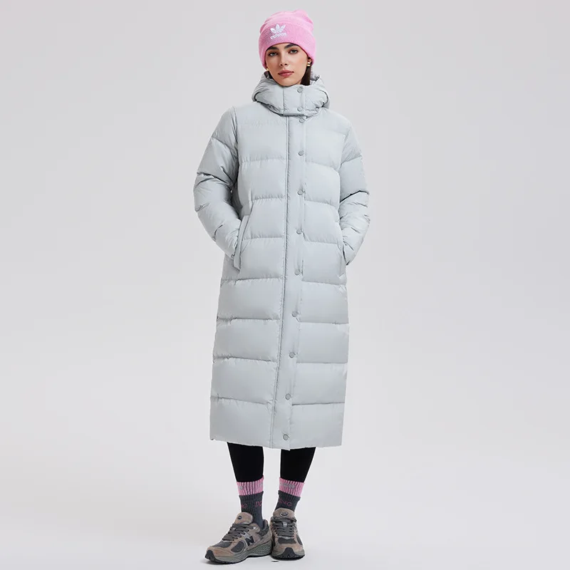 

DAVIDSHAO EU US Size High Quality Luxury Clothing 95% White Duck Down Jacket Winter Women Extra Long Puff Down Jacket Coat