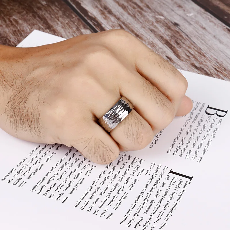 Fongten Wave Rings for Men Women Shiny Stainless Steel Round Wedding Bands Rings Men's Charm Jewelry Wholesale Christmas Gifts