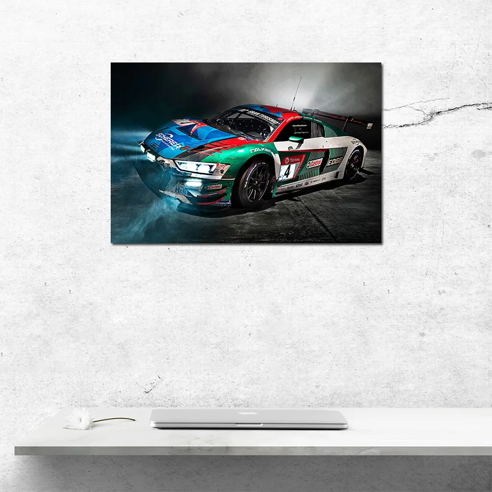 Audi R8 LMS Sports Car Posters Modern Wall Art Canvas Print Painting for Home Living Room Decor No Frame