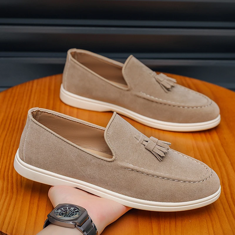 

Fashion Comfortable Outdoor Black Suede Man Loafers Soft Breathable Slip on Mens Boat Lazy Shoes Men Casual Shoes