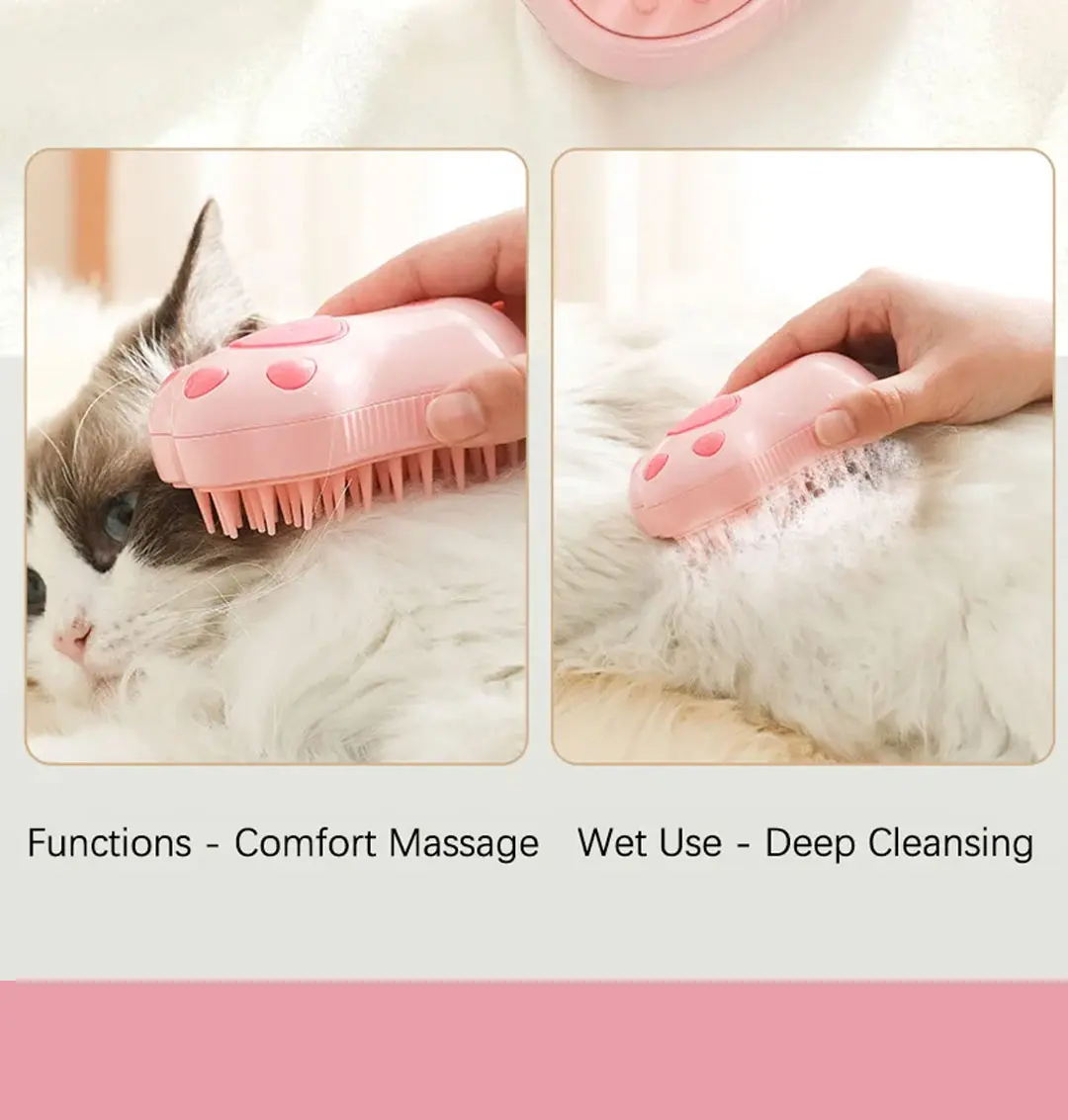 Katze Dampfbürste Hund Massage Kamm Elektrische Wasser Spray Weiche Silikon Enthaarung Katzen Bad Haar Bürste Katze Pflege Zubehör – Detail 2