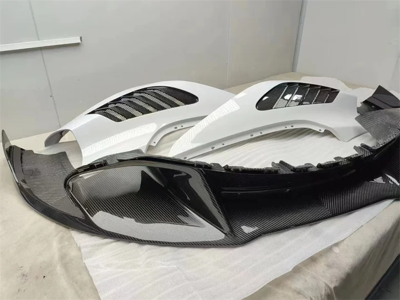 V-style carbon fiber for McLaren 720S front bumper lip side skirts rear bumper diffuser side fenders rear wing body kit