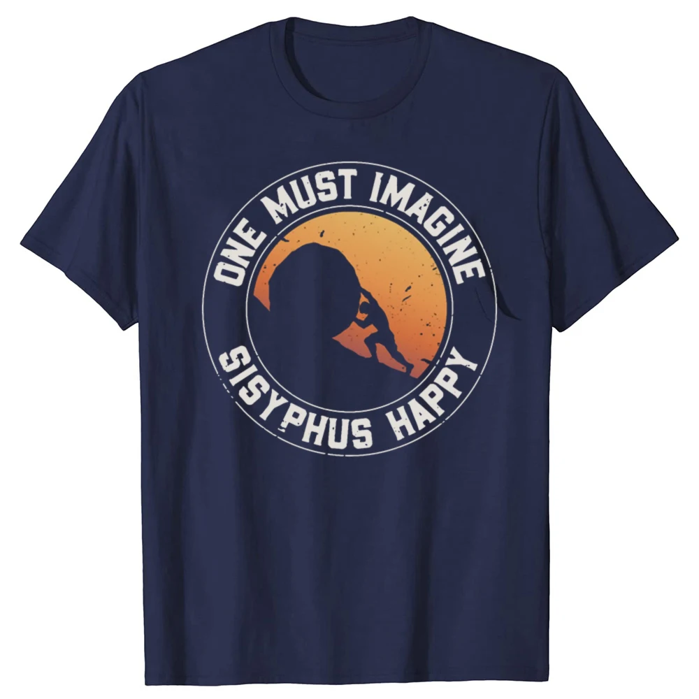 Lustiges T-Shirt mit dem Motiv „Bester Sisyphos Albert Camus Philosophy Push The Stone“ aus Baumwolle, Geschenke für Herren, modisches, lässiges, lockeres, übergroßes T-Shirt – Detail 3
