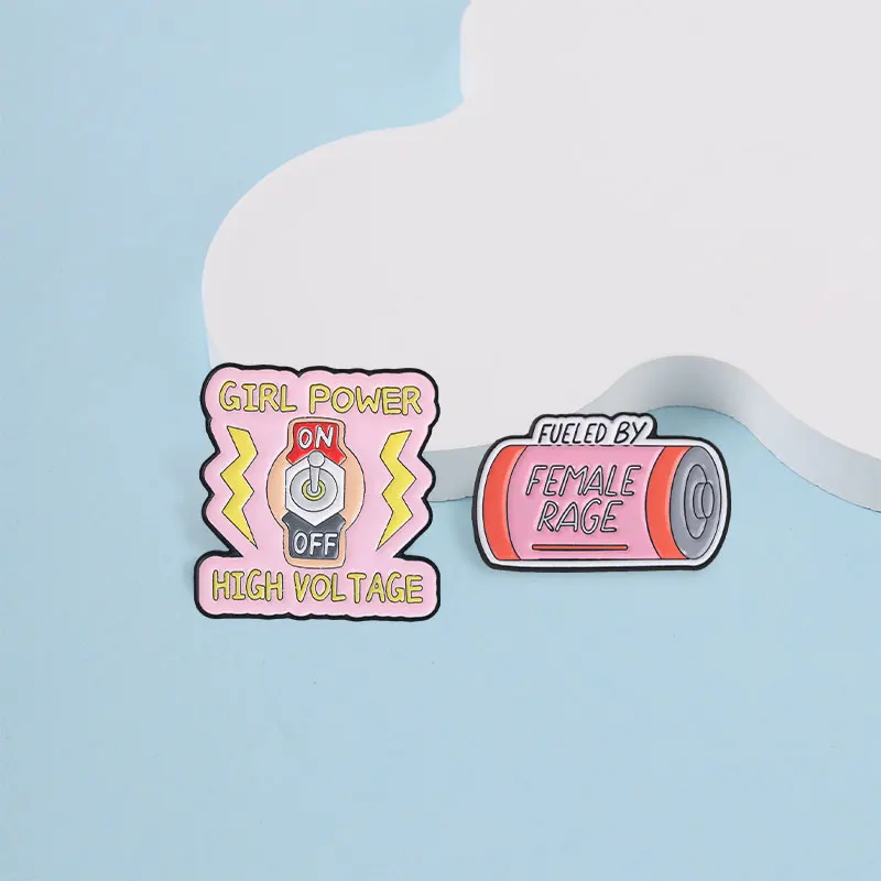 Girl Power Emaille-Abzeichen, Female Rage Battery, feministische Slogan-Pins, starke Frau, Metallbroschen, Anstecknadel-Set, Geschenk für Mädchen – Detail 5