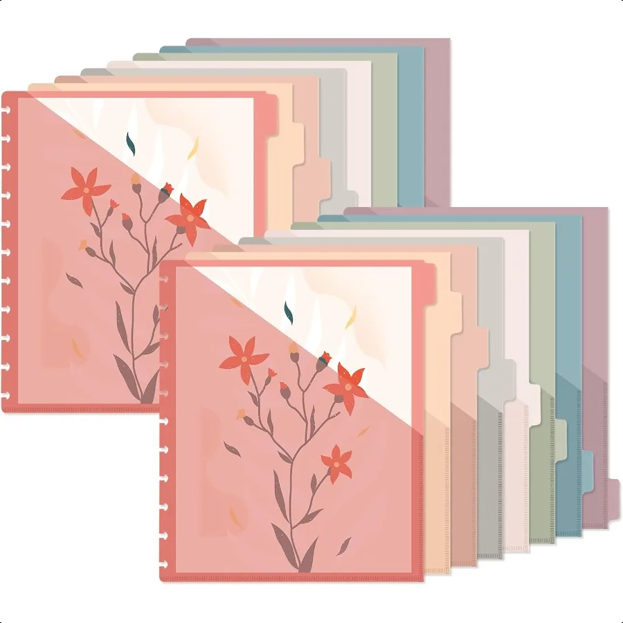 

16 Pcs Discbound Pocket Dividers 8.5 x 11 Dividers with Tabs and Pockets Discbound Pocket Folders Letter Size Binder Divider Pl