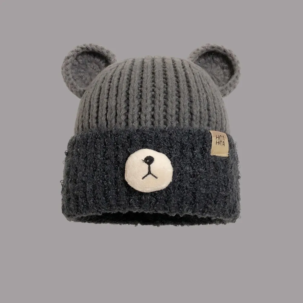 

Casual Double-Layered Edge Bear Ear Hat Keep Warm Ear Protection Knitted Hat Y2K Protective Ear Cover Autumn Winter