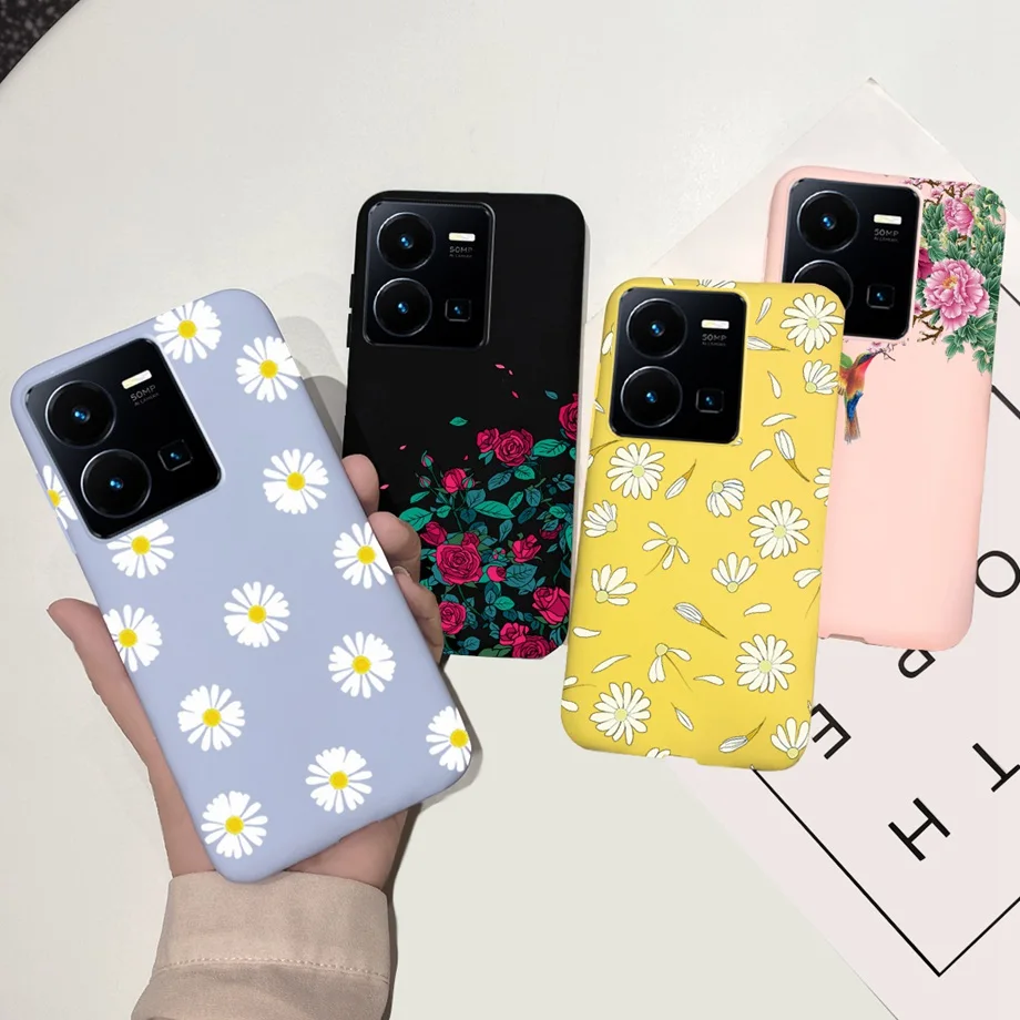 Flowers Pattern Cases For Vivo Y35 Case Vivo Y55 Cover Soft Silicone TPU Bumper Coque For VivoY55 Vivo Y 35 Shockproof Housing