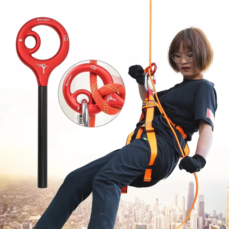 XINDA 9-Shape Rigging Descender Figure Belay Device Rock Climbing Cable Descent Device Downhill Rappelling Equipment Black