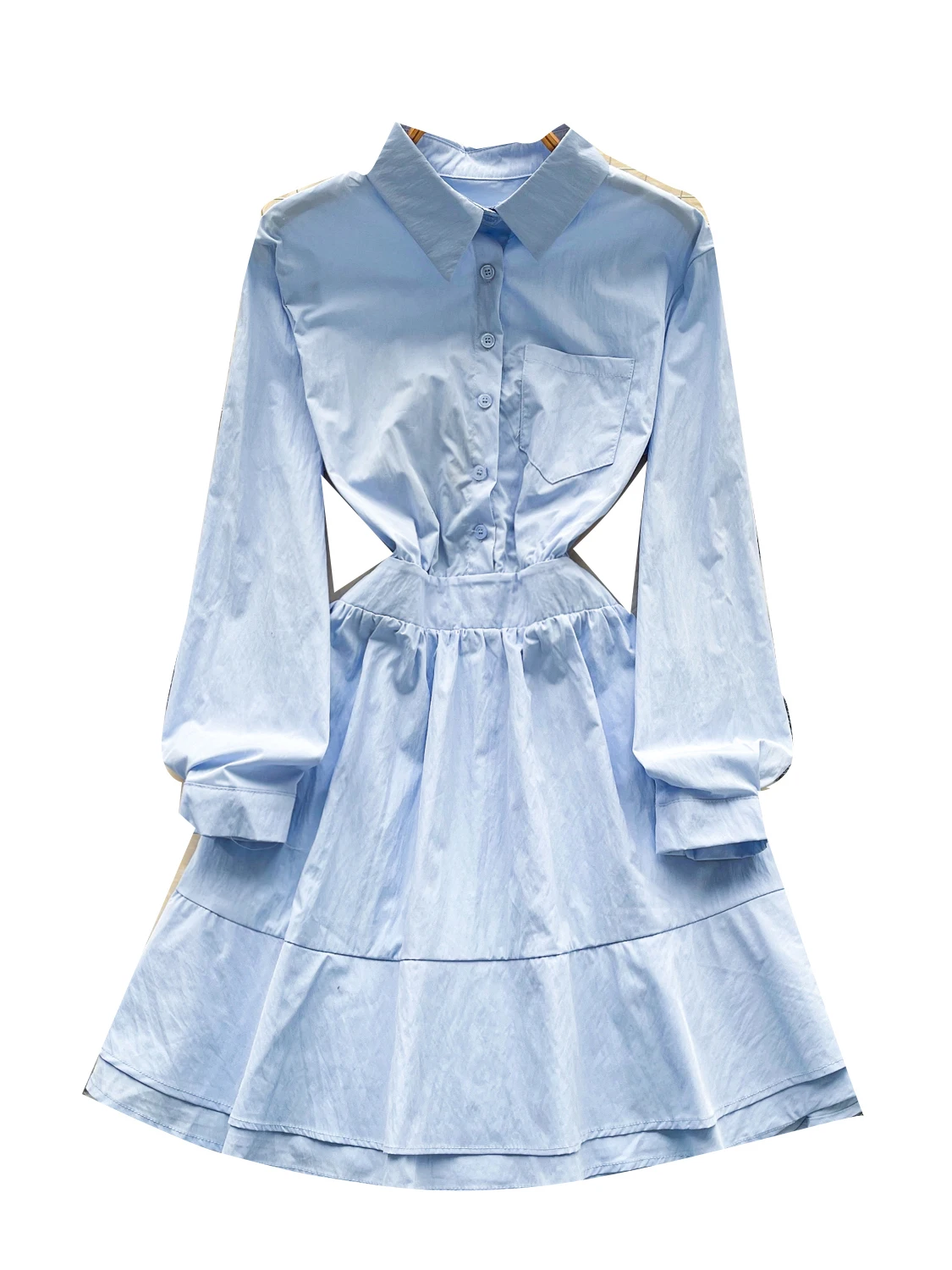 Schicker koreanischer Damen-Maxirock, schlankmachender A-Linien-Rock, lässige Herbstmode, hohe Taille, Polyesterfaser