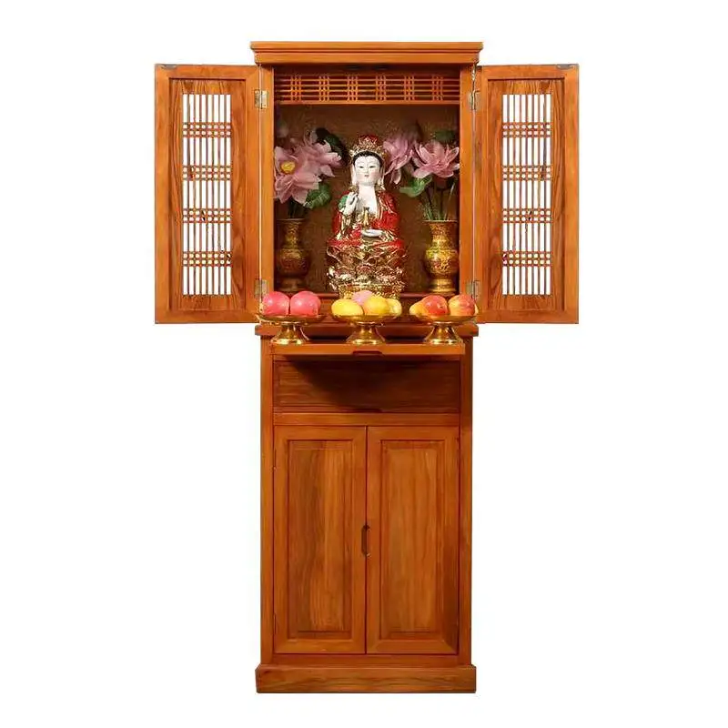 

Solid wood Buddhist shrine stand cabinet for table, household Buddhist cabinet Buddhist shrine Guanyin Buddha statue for table