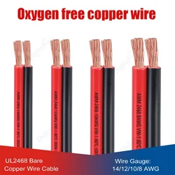 Pure Copper Cable 2pin Inverter Extension Wire Red Black 2 Core Flat Electrical Wire 8 10 12 14 AWG for Solar Setup Battery Auto