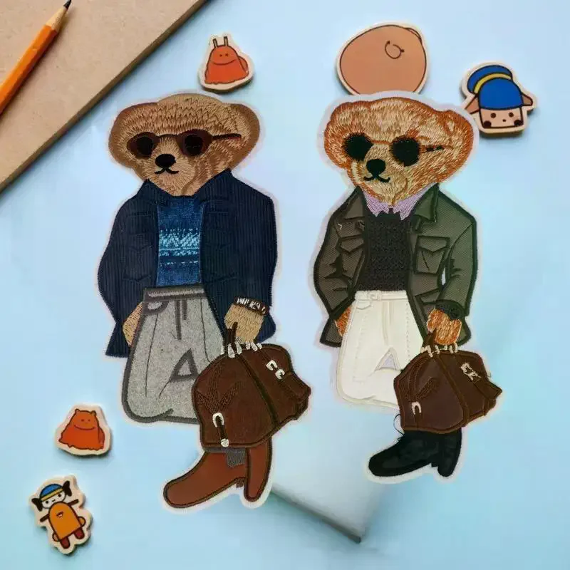 Large Bear Clothing Patch Hand Sewn Embroidery Patches Clothes Decoration Accessories Sewing Applique DIY Craft Backpack Textile