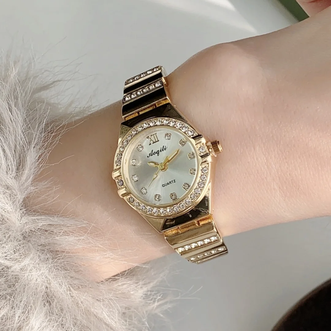 Золотые часы-браслет для женщин, роскошные женские наручные часы с маленьким циферблатом, элегантные кварцевые женские часы, модный подарок, reloj mujer