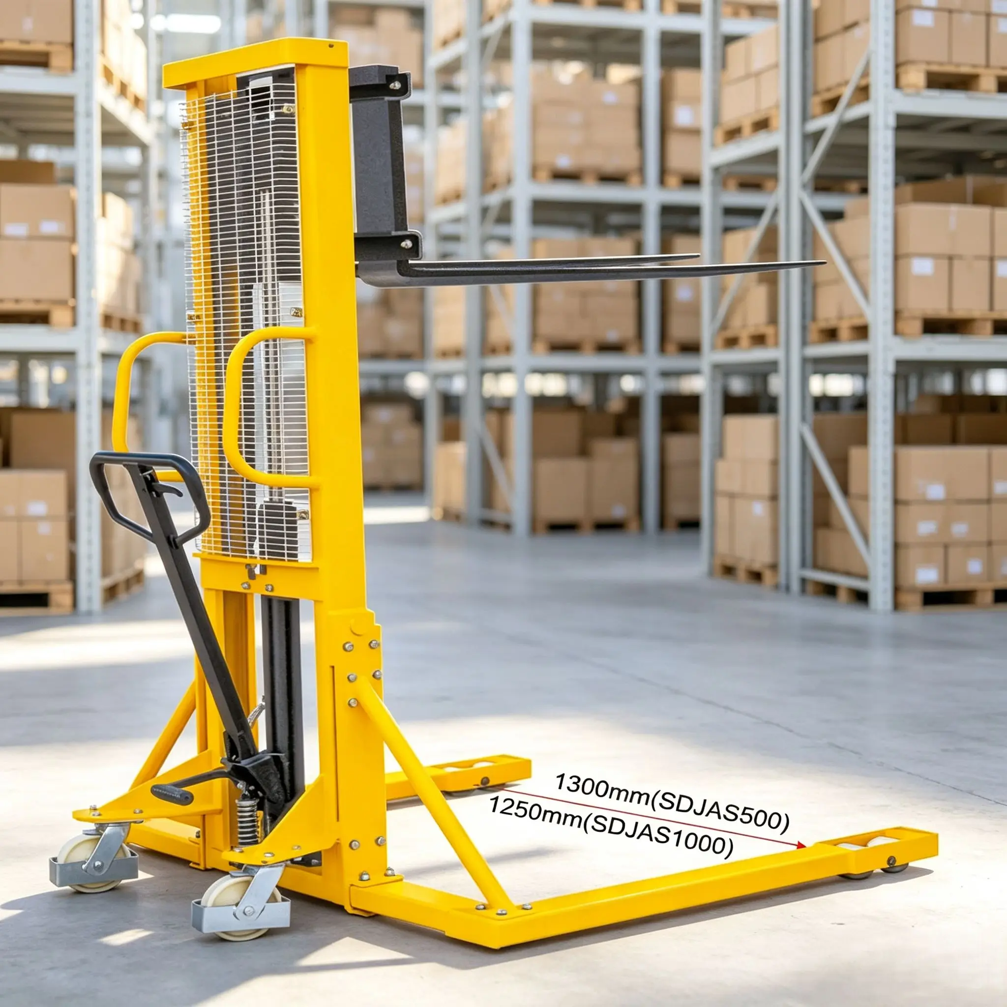 Manual Pallet Lifter PU Fork Wheels 75mm Fork Height 1000kg Load Capacity 1600mm Lift Height 1 Year Warranty