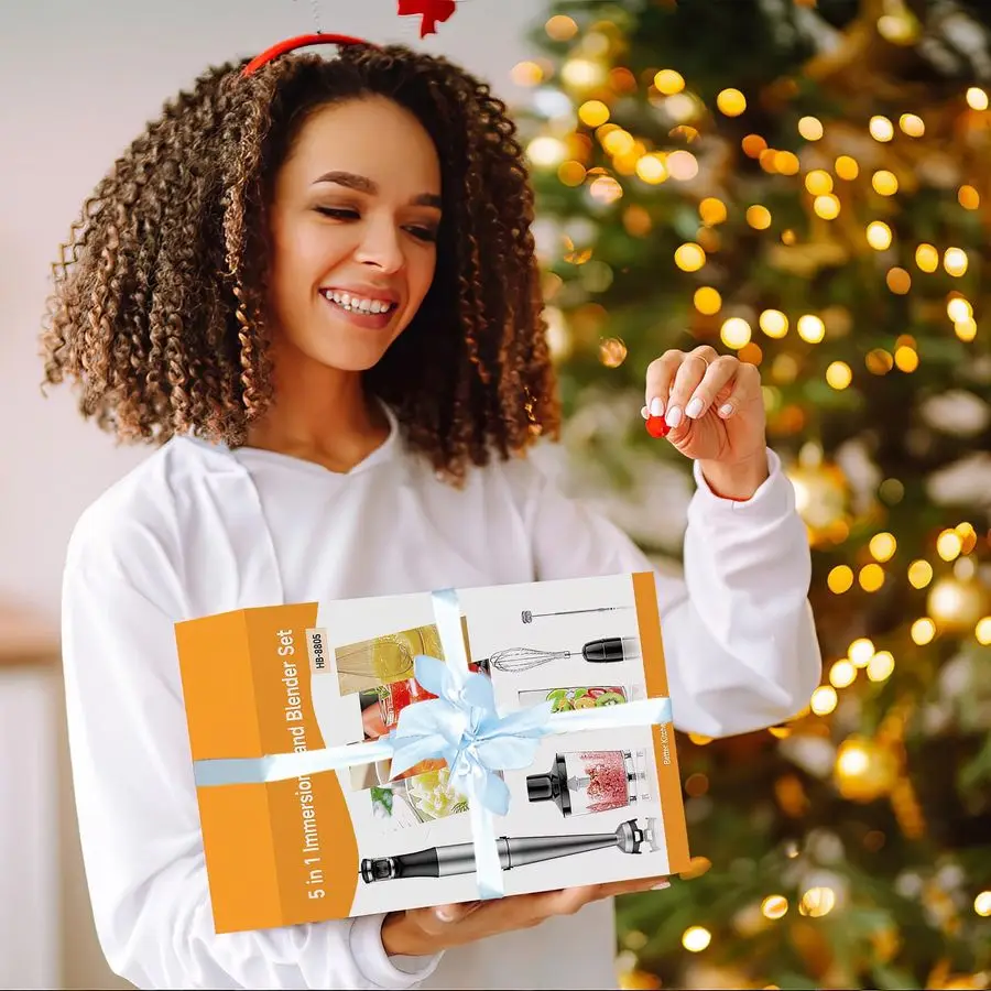 

Ручной проводной ручной блендер, 1100 Вт, триггер с регулируемой скоростью, 5 в 1, эмульгатор с измельчителем, венчиком и вспенивателем