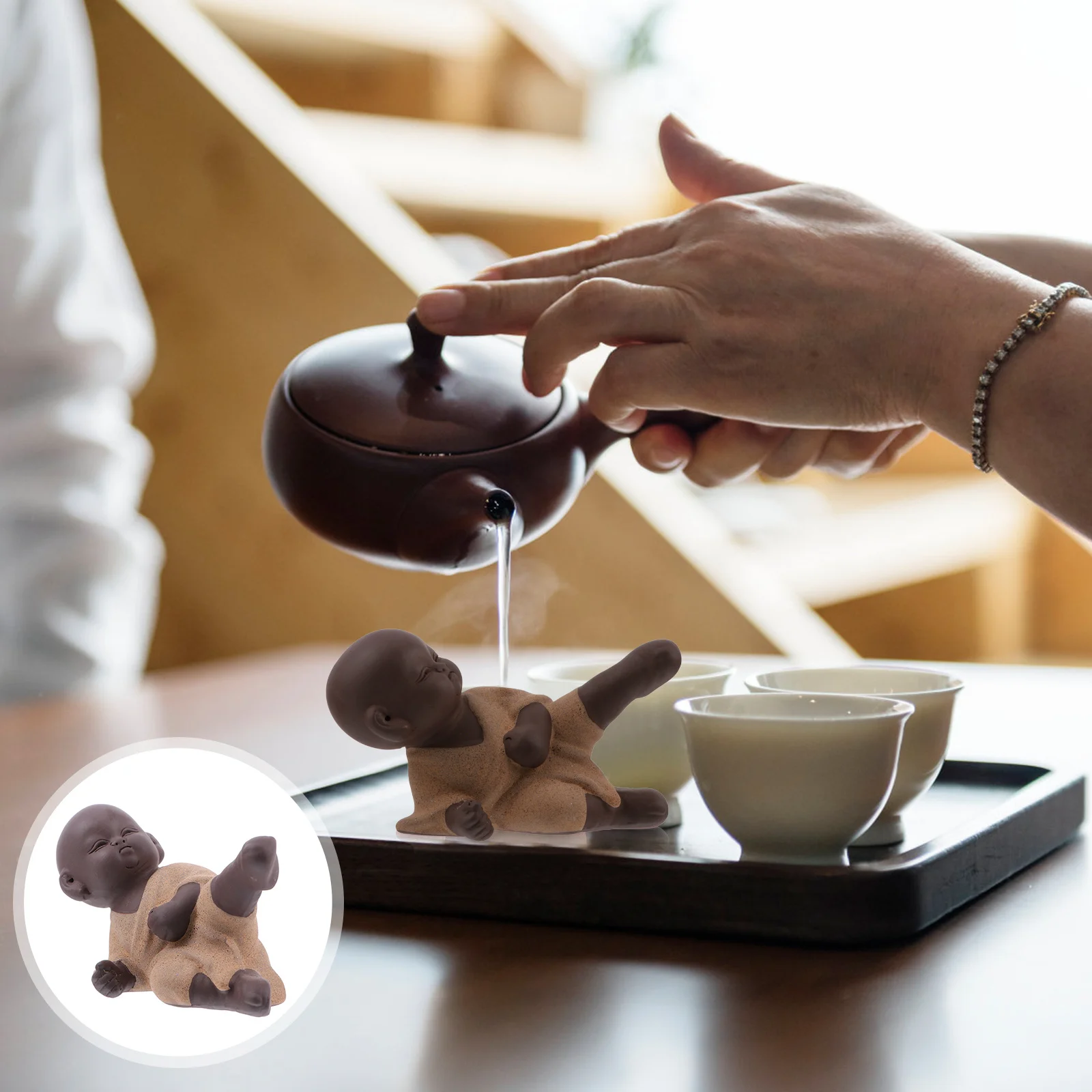 

Ceramic Little Monks Adornment Handcrafted Buddha Statue for Desktop Zen Decor Temple Ornament Home Office Feng Shui Decoration