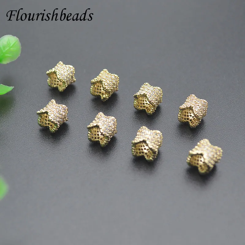 18k Real Gold Plated Metal Cooper Big Hole Loose Spacer Beads for DIY Bracelet Necklace Jewelry Making Supplies 10pcs/lot