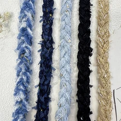 1.5cm Width Small Fragrant Woven Tweed Lace Accessories Handmade DIY Clothing Collar Decoration Pressed Edge Ribbon By The Meter