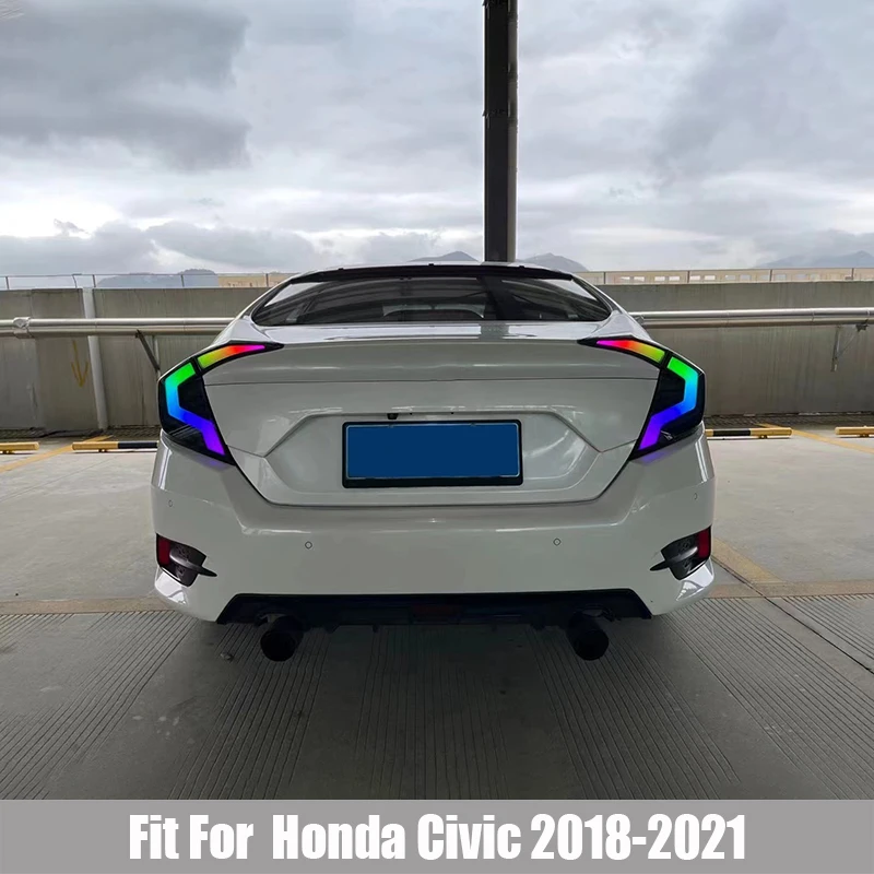 

Задние фонари RGB подходят для Honda Civic 2018 2019 2020 Светодиодный Фонари динамические последовательные поворотники DRL с запуском анимации