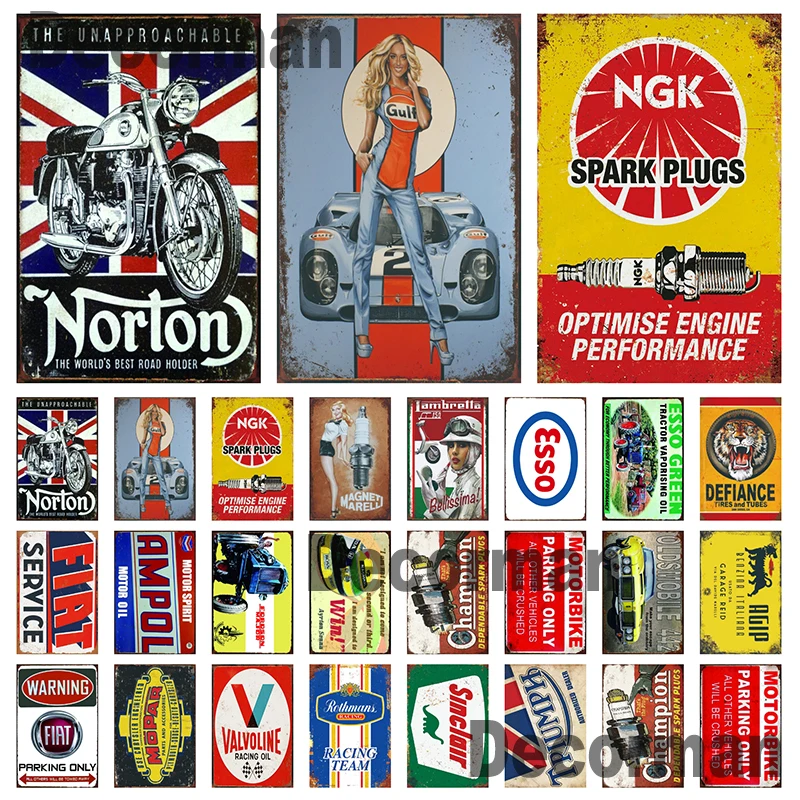 [ DecorMan] Norton ESSO Motor Metal Painting Custom Club Decor LTA-1708